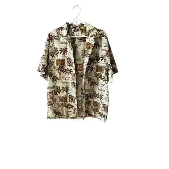 Vtg Ho Aloha Mens Hawaiian Shirt Large Floral Short Sleeve Cotton Button Up - Picture 1 of 5